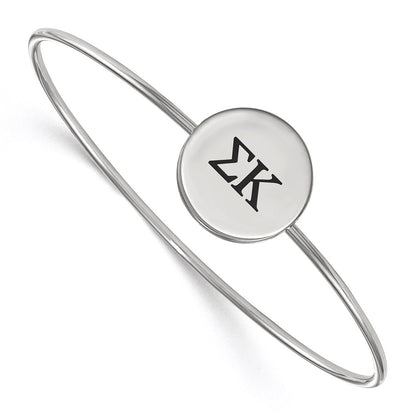Sterling Silver Rh Plated Logoart Sigma Kappa Enameled Slip On Bangle