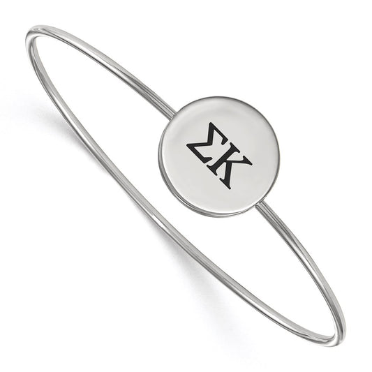 Sterling Silver Rh Plated Logoart Sigma Kappa Enameled Slip On Bangle
