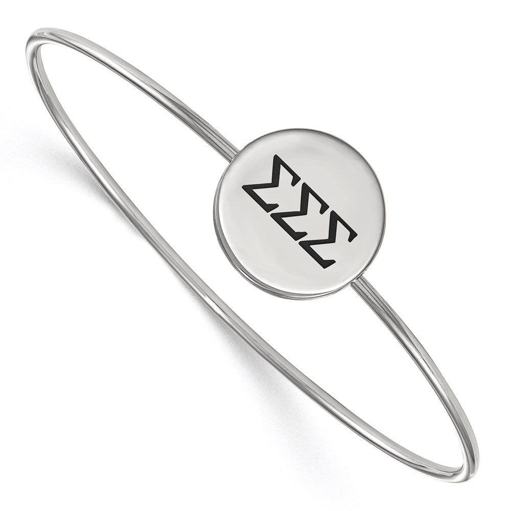 Sterling Silver S. Rh Plated Logoart Sigma Enameled Slip On Bangle