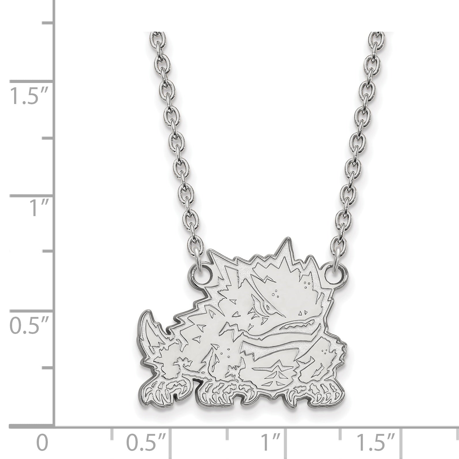 14K White Gold Logoart Texas Christian University Horned Frog Large Pendant 18 Inch Necklace