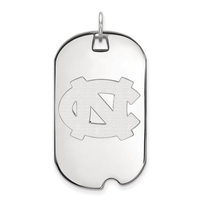 Sterling Silver Rhodium Plated Logoart University Of North Carolina N C Large Dog Tag Pendant