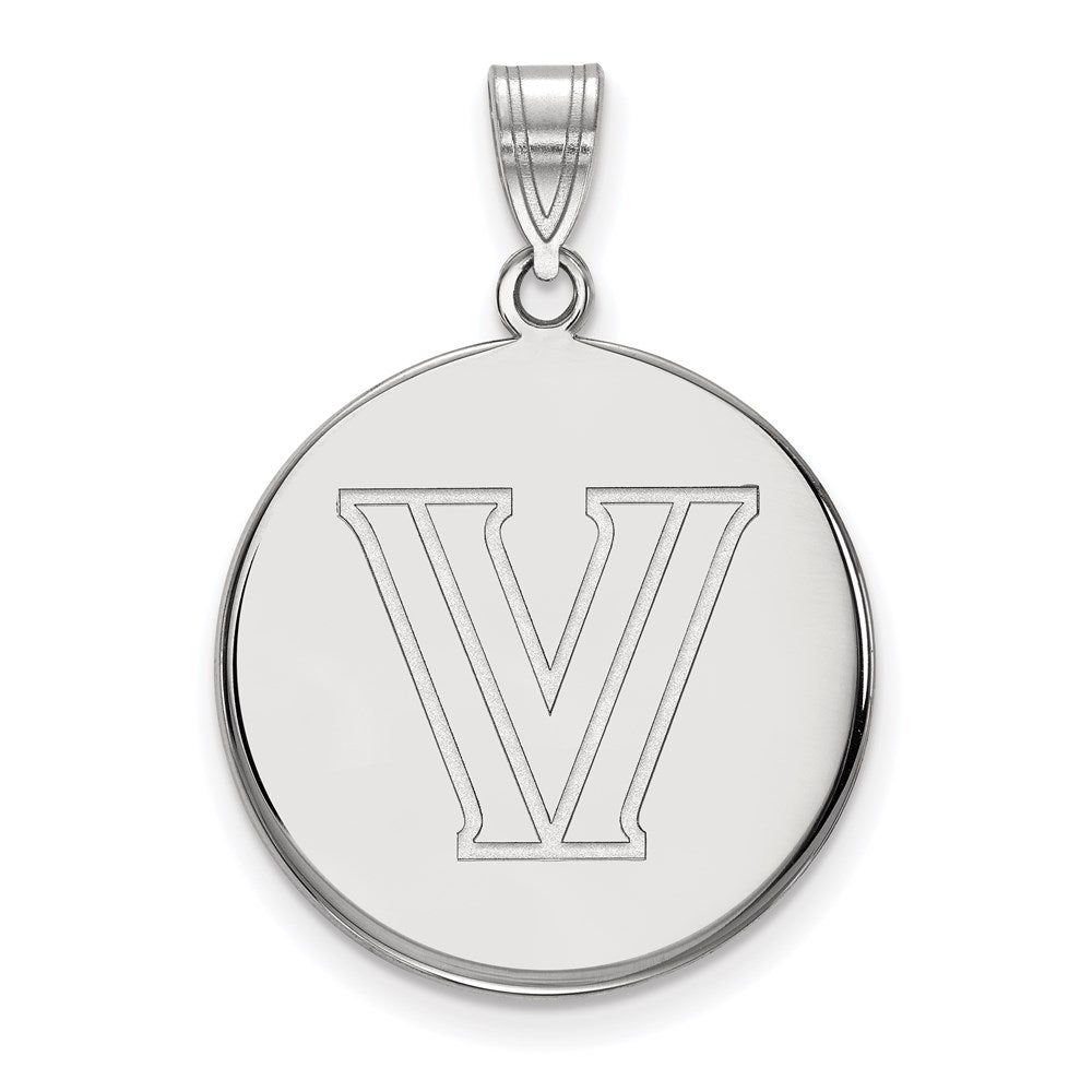 Sterling Silver Rhodium Plated Logoart Villanova University Letter V Large Disc Pendant
