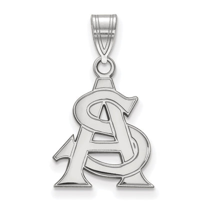14K White Gold Logoart Arizona State University A S Medium Pendant