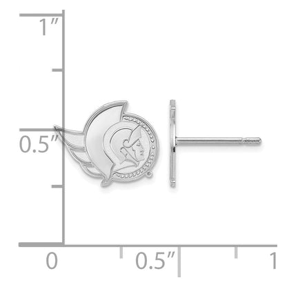 Sterling Silver Rhodium Plated Nhl Logoart Ottawa Senators Extra Small Post Earrings