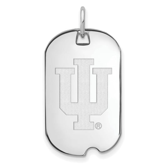 10K White Gold Logoart Indiana University I U Small Dog Tag Pendant