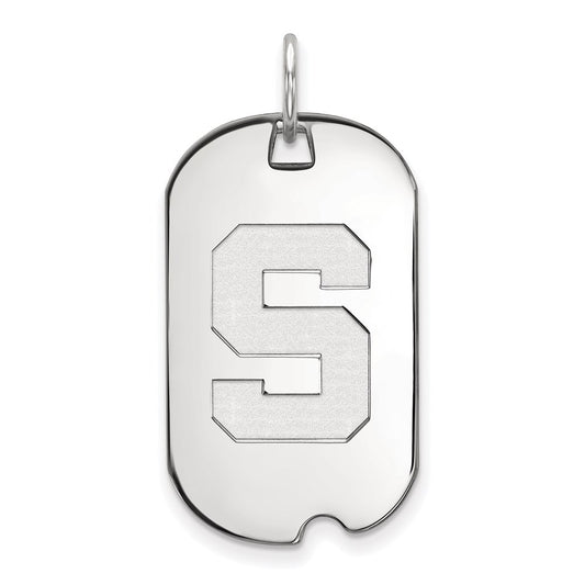 Sterling Silver Rhodium Plated Logoart Michigan State University Letter S Small Dog Tag Pendant