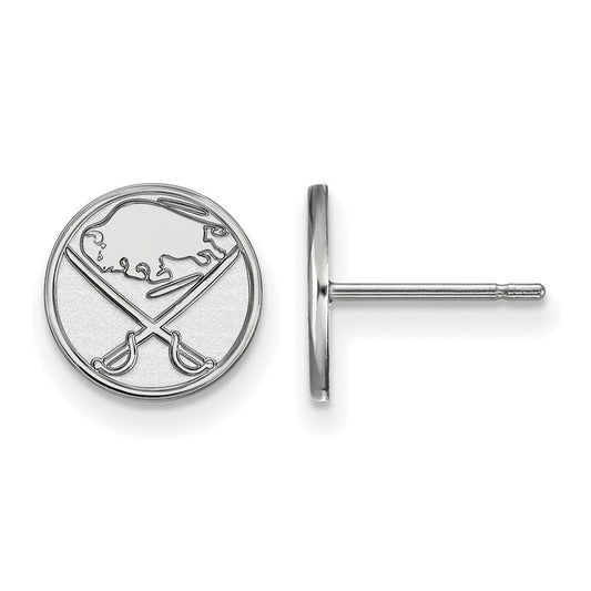 Sterling Silver Rhodium Plated Nhl Logoart Buffalo Sabres Extra Small Post Earrings