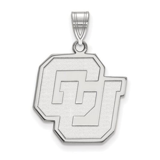 Sterling Silver Rhodium Plated Logoart University Of Colorado C U Large Pendant