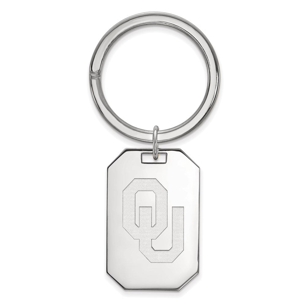 Sterling Silver Rhod-Pltd Logoart University of Oklahoma Key Ring