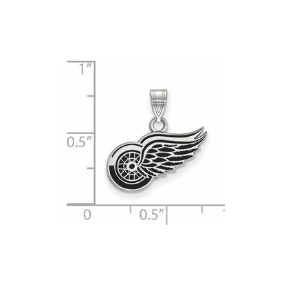 Sterling Silver Rhodium Plated Nhl Logoart Detroit Red Wings Small Enameled Pendant