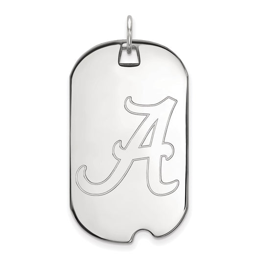Sterling Silver Rhodium Plated Logoart University Of Alabama Large Dog Tag Pendant