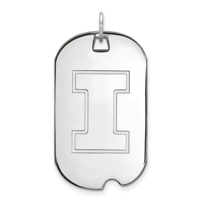 Sterling Silver Rhodium Plated Logoart University Of Illinois Letter I Large Dog Tag Pendant