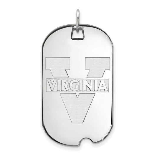 Sterling Silver Rhodium Plated Logoart University Of Virginia Large Dog Tag Pendant