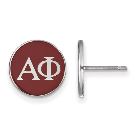 Sterling Silver Rhodium Plated Logoart Alpha Phi Sorority Greek Letters Color Enamel Post Earrings