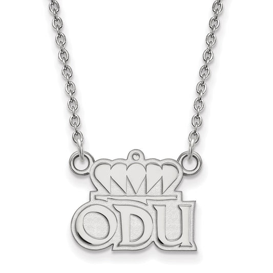 Sterling Silver Rhodium Plated Logoart Old Dominion University O D U Small Pendant 18 Inch Necklace