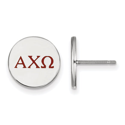 Sterling Silver Rhodium Plated Logoart Alpha Chi Omega Sorority Greek Letters Color Enamel Post Earrings
