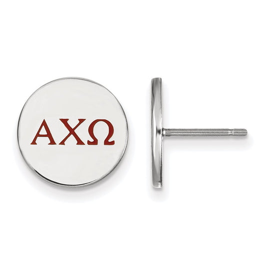 Sterling Silver Rhodium Plated Logoart Alpha Chi Omega Sorority Greek Letters Color Enamel Post Earrings