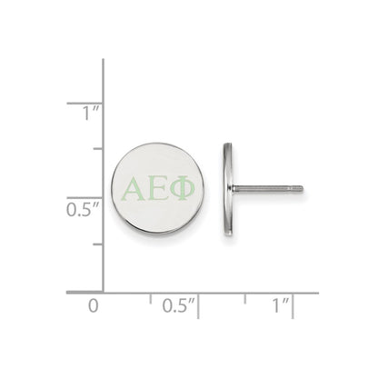 Sterling Silver Rhodium Plated Logoart Alpha Epsilon Phi Sorority Greek Letters Color Enamel Post Earrings