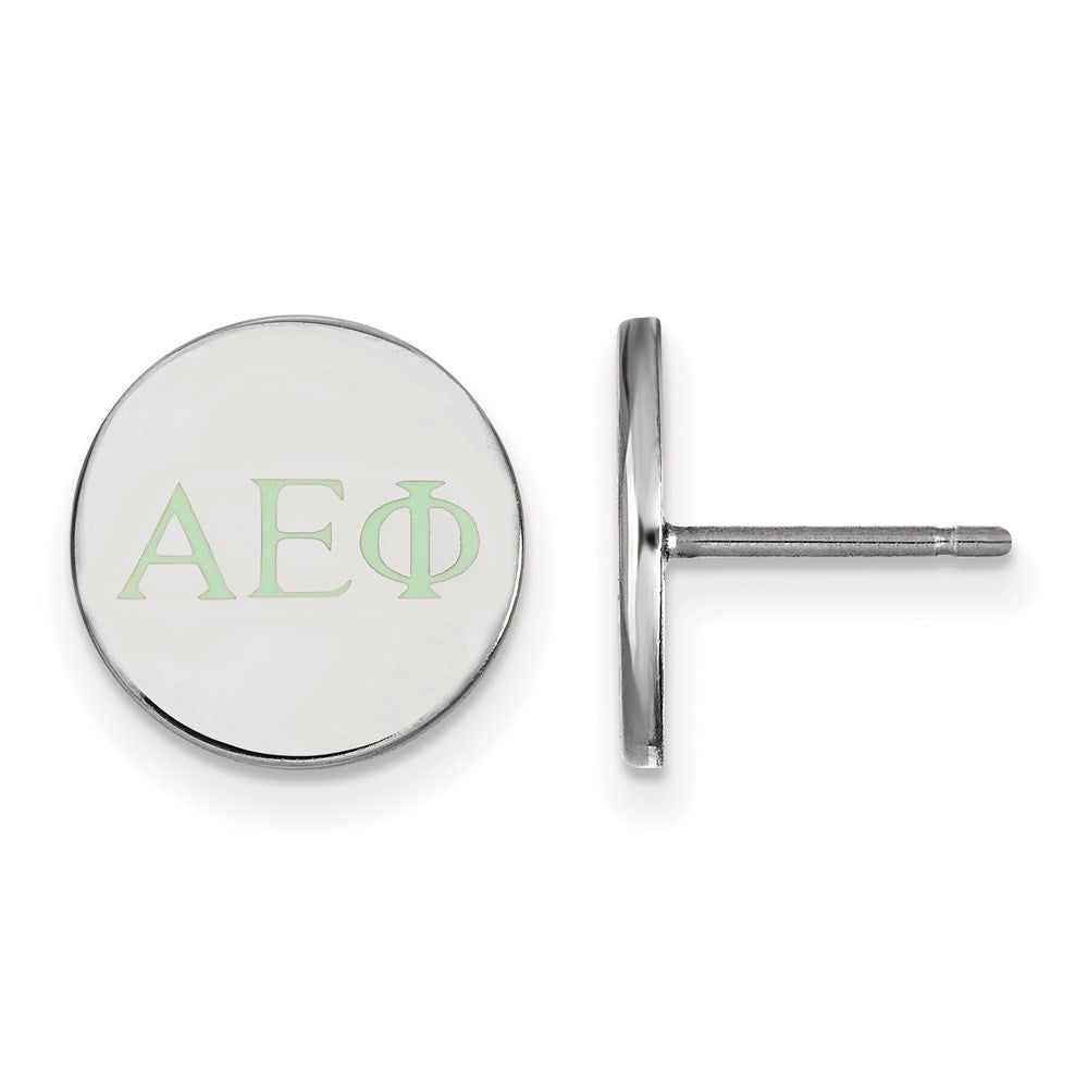 Sterling Silver Rhodium Plated Logoart Alpha Epsilon Phi Sorority Greek Letters Color Enamel Post Earrings