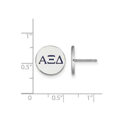 Sterling Silver Rhodium Plated Logoart Alpha Xi Delta Sorority Greek Letters Color Enamel Post Earrings