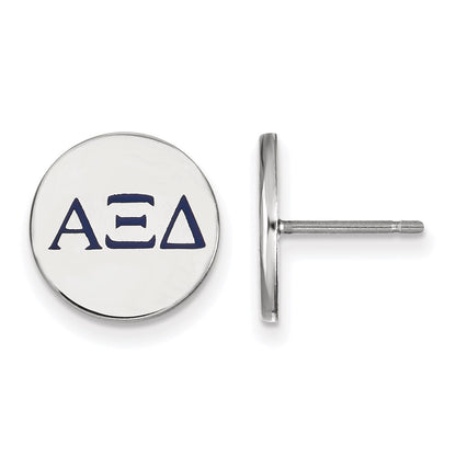 Sterling Silver Rhodium Plated Logoart Alpha Xi Delta Sorority Greek Letters Color Enamel Post Earrings