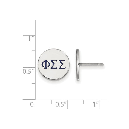 Sterling Silver Rhodium Plated Logoart Phi Sigma Sorority Greek Letters Color Enamel Post Earrings