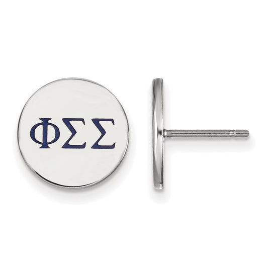 Sterling Silver Rhodium Plated Logoart Phi Sigma Sorority Greek Letters Color Enamel Post Earrings