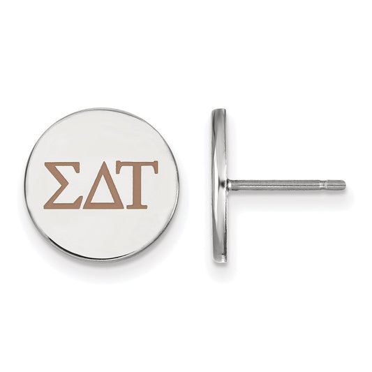 Sterling Silver Rhodium Plated Logoart Sigma Delta Tau Sorority Greek Letters Color Enamel Post Earrings