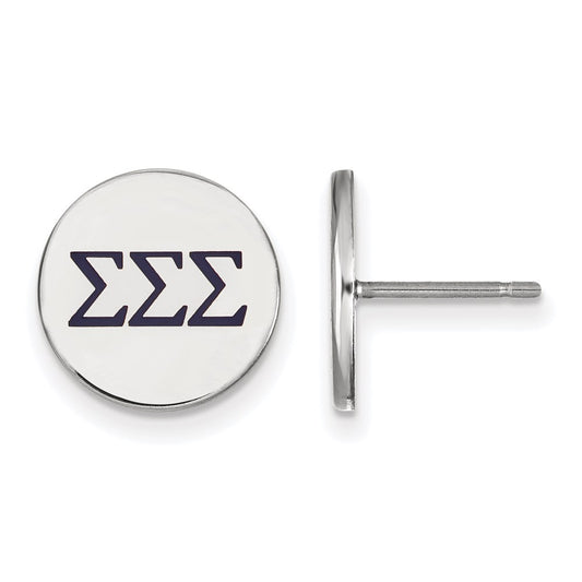 Sterling Silver Rhodium Plated Logoart Sigma Sorority Greek Letters Color Enamel Post Earrings