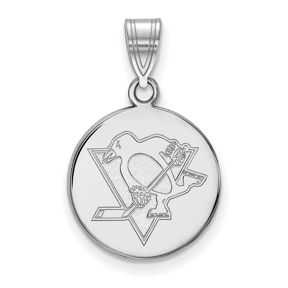 10K White Gold Nhl Logoart Pittsburgh Penguins Medium Disc Pendant