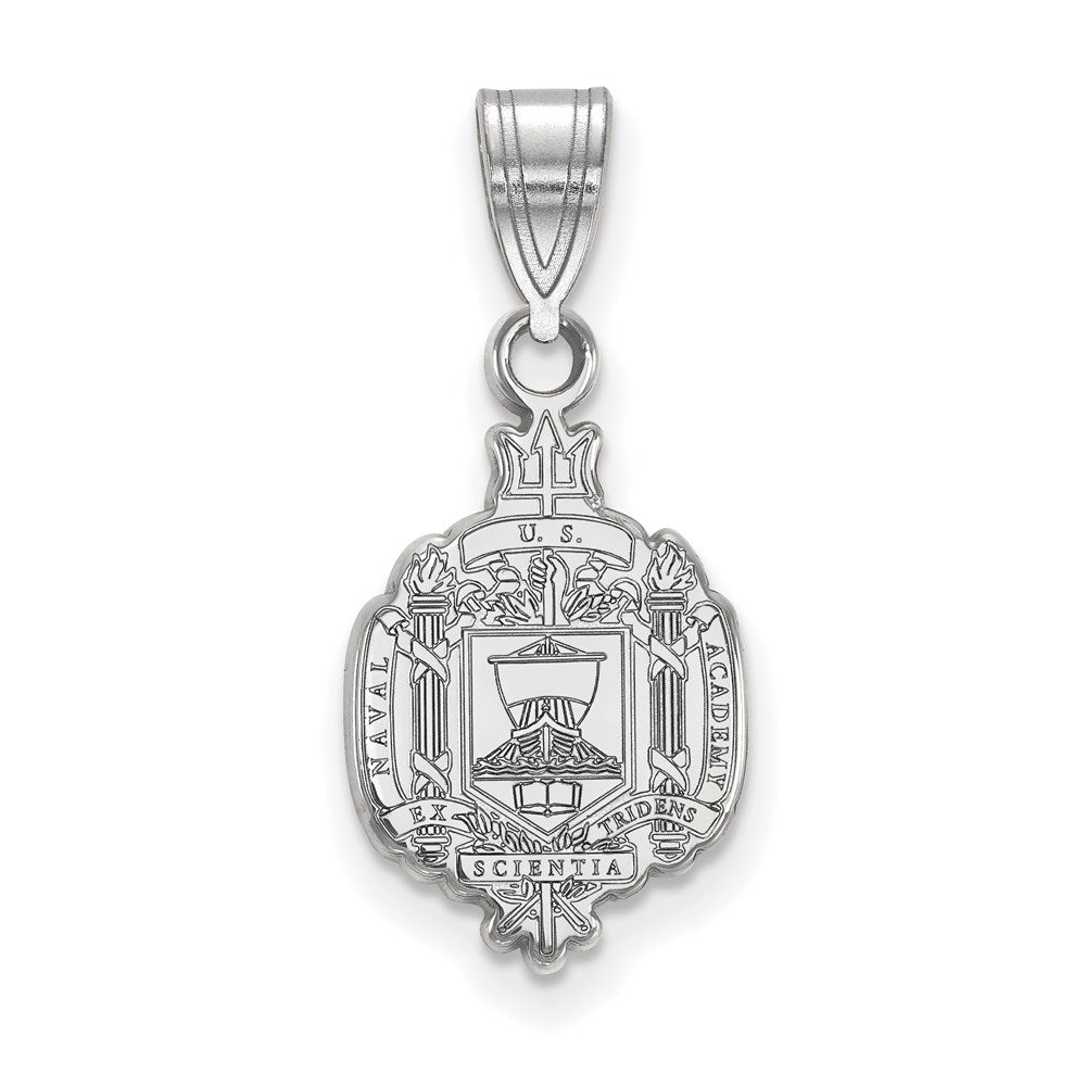 Sterling Silver Rhodium Plated Logoart Us Naval Academy Medium Crest Pendant