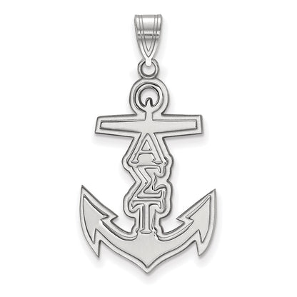 Sterling Silver Rhodium Plated Logoart Alpha Sigma Tau Sorority Symbol Medium Pendant