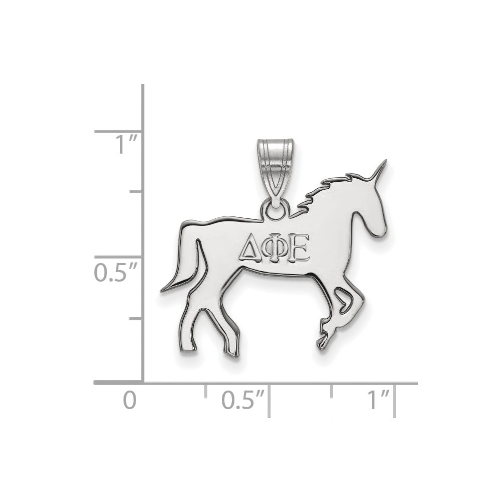 Sterling Silver Rhodium Plated Logoart Delta Phi Epsilon Sorority Symbol Medium Pendant