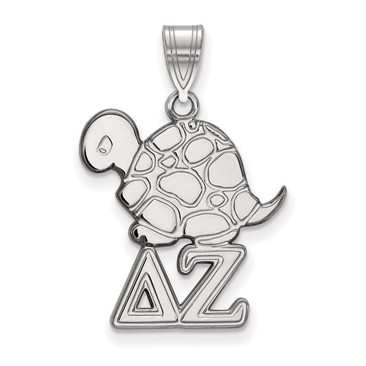 Sterling Silver Rhodium Plated Logoart Delta Zeta Sorority Symbol Medium Pendant