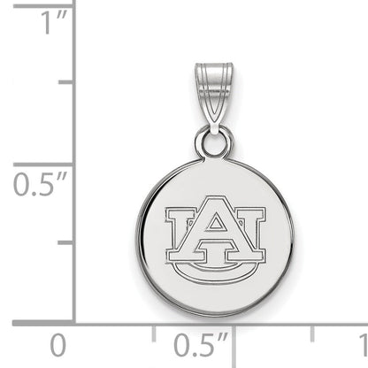 Sterling Silver Rhodium Plated Logoart Auburn University Small Disc Pendant