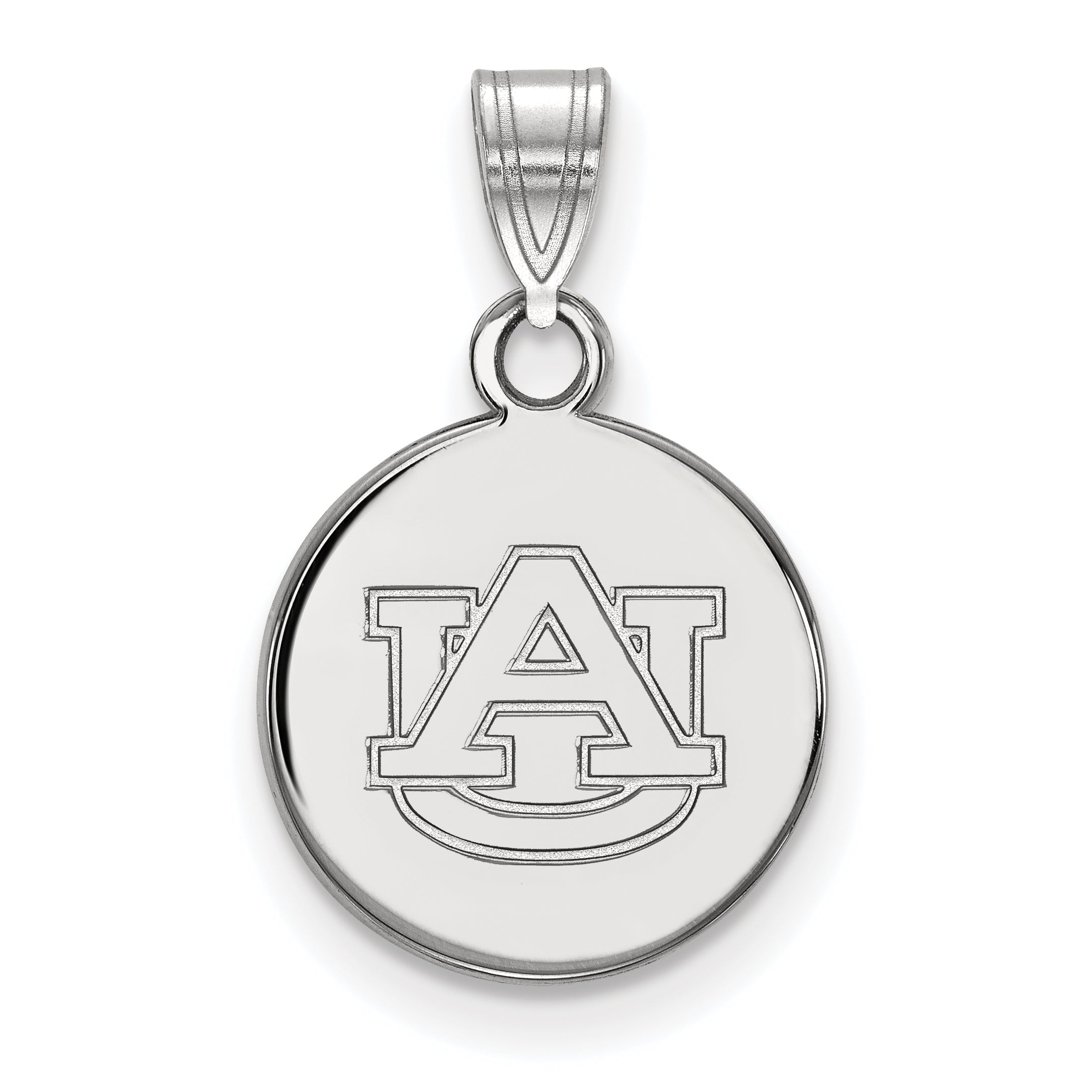10K White Gold Logoart Auburn University Small Disc Pendant