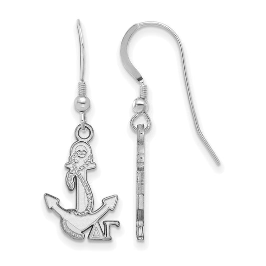 Sterling Silver Rhodium Plated Logoart Delta Gamma Sorority Symbol Small Dangle Wire Earrings