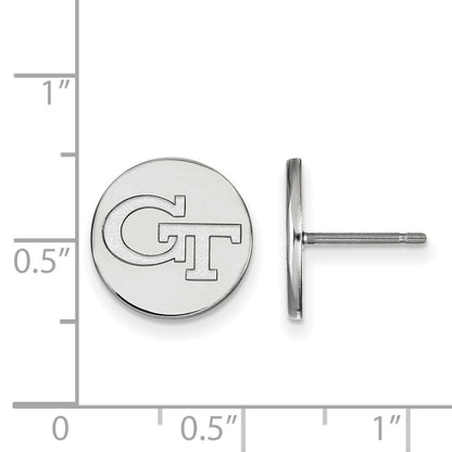 Sterling Silver Rhodium Plated Logoart Georgia Institute Of Technology G T Small Disc Post Earrings