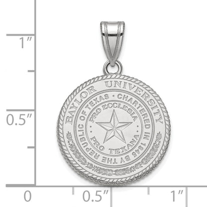 Sterling Silver Rhodium Plated Logoart Baylor University Large Crest Pendant