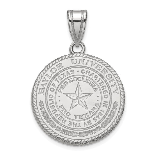 Sterling Silver Rhodium Plated Logoart Baylor University Large Crest Pendant