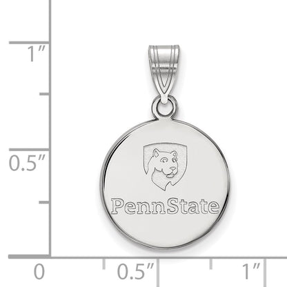 Sterling Silver Rhodium Plated Logoart Penn State University Medium Disc Pendant