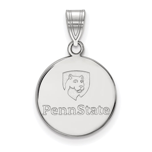 Sterling Silver Rhodium Plated Logoart Penn State University Medium Disc Pendant