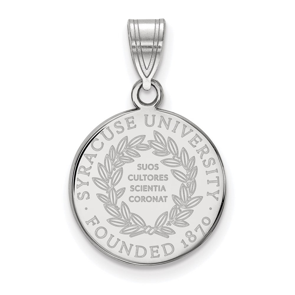 Sterling Silver Rhodium Plated Logoart Syracuse University Medium Crest Pendant