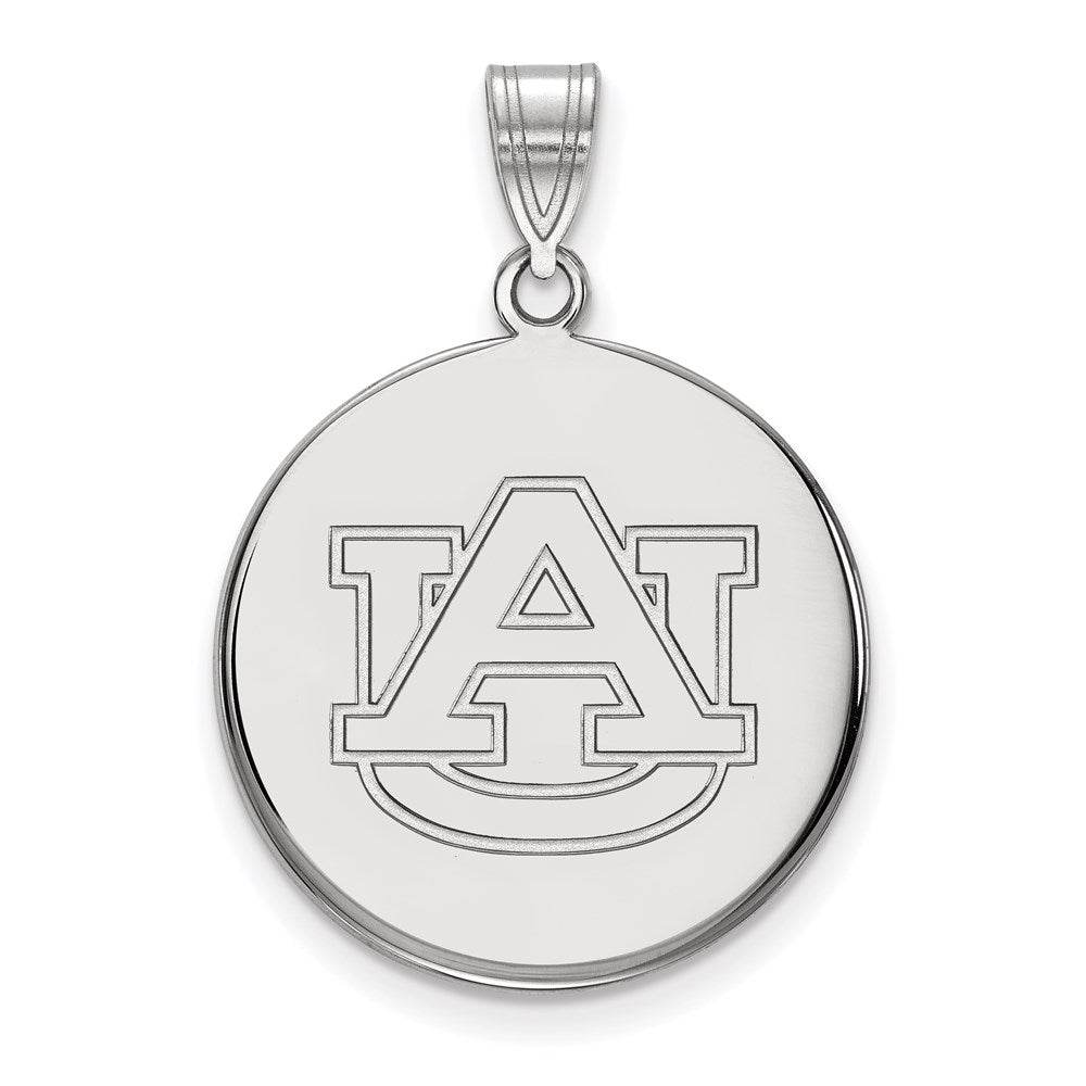 14K White Gold Logoart Auburn University Large Disc Pendant
