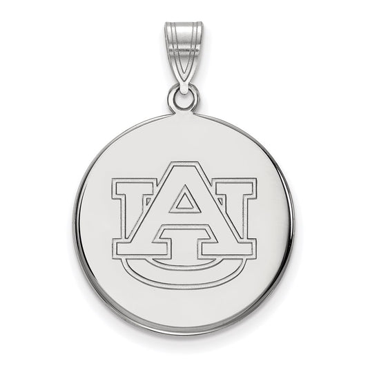 14K White Gold Logoart Auburn University Large Disc Pendant