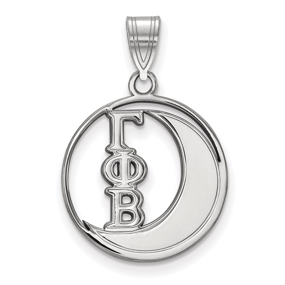 Sterling Silver Rhodium Plated Logoart Gamma Phi Beta Sorority Symbol Medium Circle Pendant