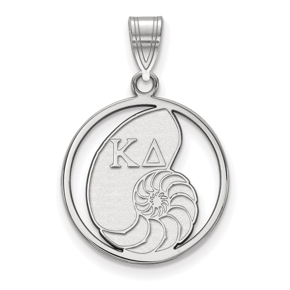 Sterling Silver Rhodium Plated Logoart Kappa Delta Sorority Symbol Medium Circle Pendant