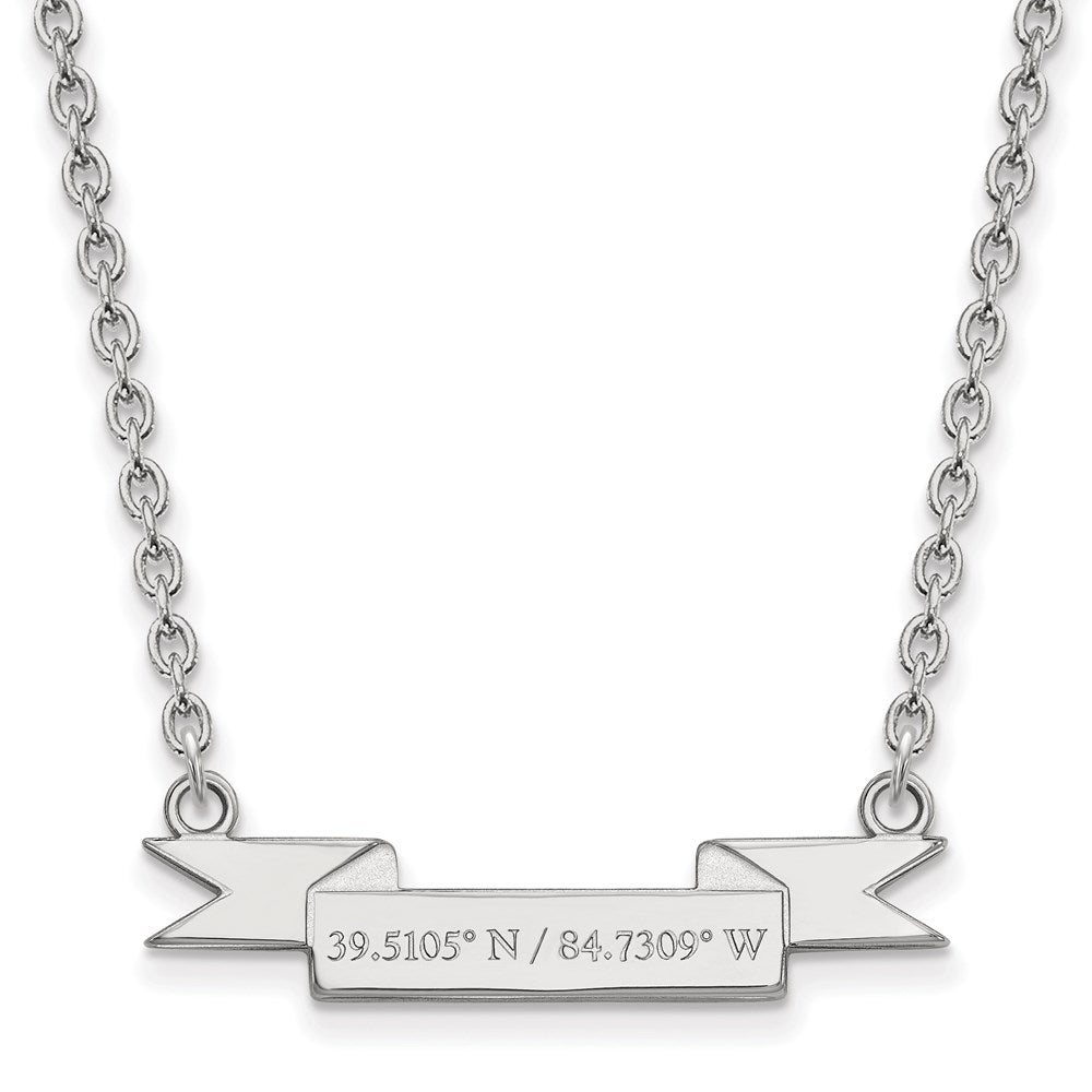 Sterling Silver Rhodium Plated Logoart Miami University Ohio Small Latitude Banner Pendant 18 Inch Necklace
