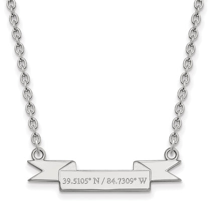 Sterling Silver Rhodium Plated Logoart Miami University Ohio Small Latitude Banner Pendant 18 Inch Necklace