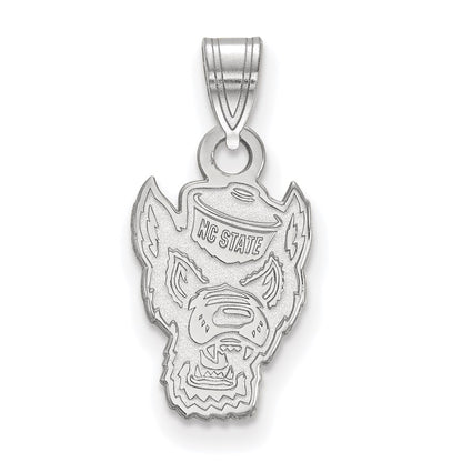 14K White Gold Logoart North Carolina State University Wolf Small Pendant
